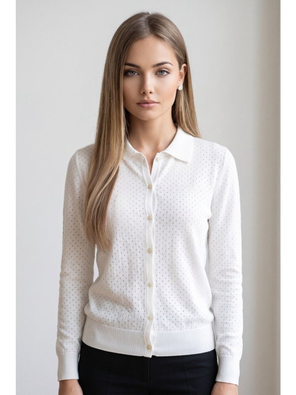 Vince Eyelet Buttons Cardigan Women's Size L Ivory NWT Preppy Old Money Timeless